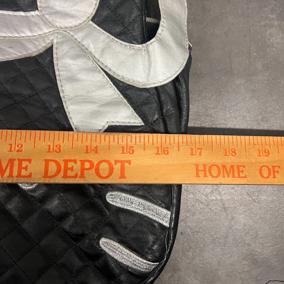 Sanrio Hello Kitty Tote Bag Women's Black Silver Quilted Style Pleather Zipper - Image 3 of 4