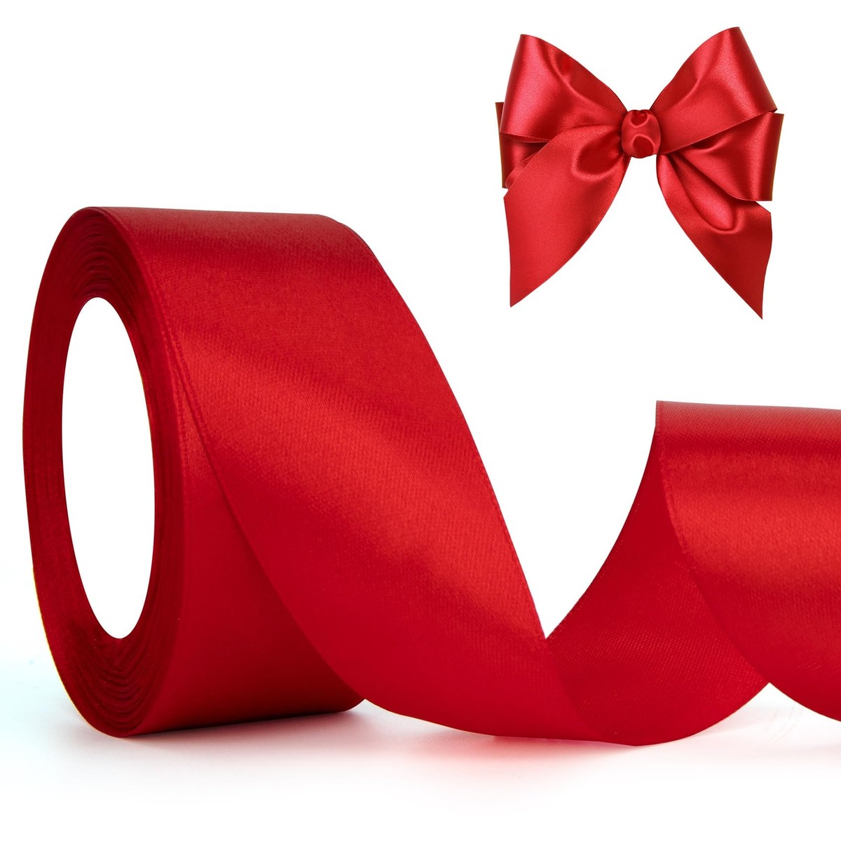 Red Ribbon for Flower Bouquet Red Satin Ribbon 1 1/2 Inch 25