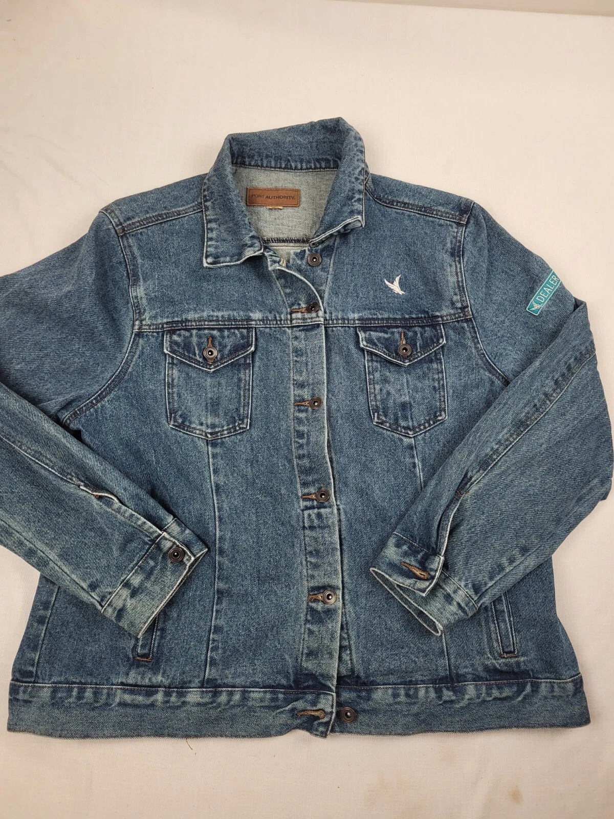 Port Authority Jacket Adult Large Blue Denim Embroidered Blue Jean Coat
