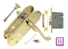 Modern Scroll Door Handles Epsom Bathroom Door Handles Brass Finish Lock Set
