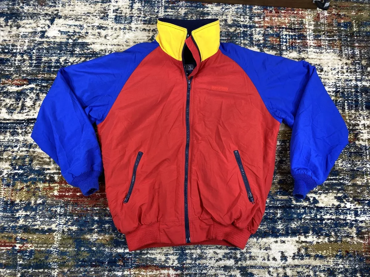 Vtg Lands End Squall Jacket ColorBlock Red Blue Yellow Winter