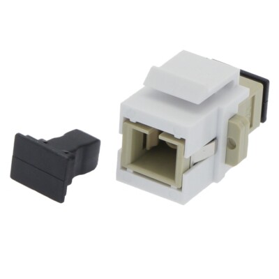 SC UPC Fiber Optic Simplex Multi Mode Keystone Jack Coupler Snap In Insert Ivory