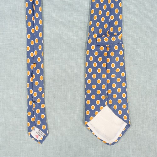 Vintage Turnbull & Asser Tie Mens Blue Yellow Polka Dot Silk UK Handmade Smart - Picture 9 of 18