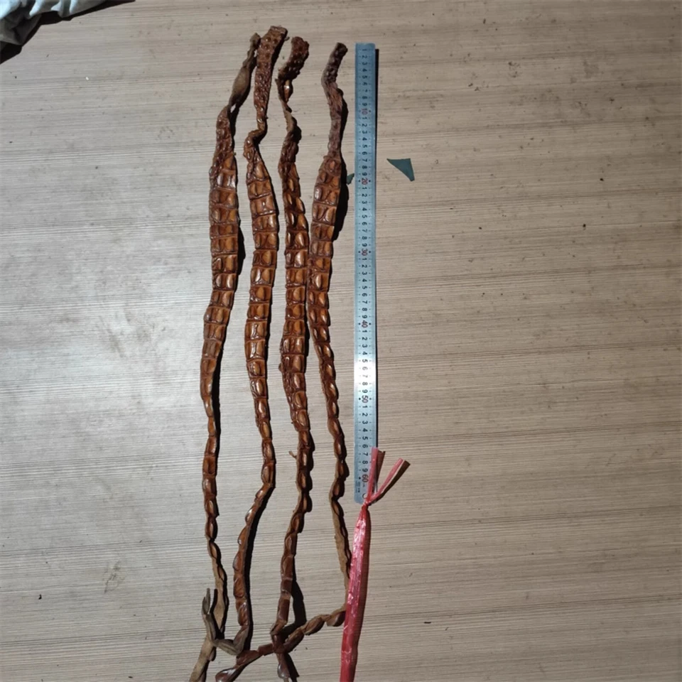 1X Real Alligator Crocodile Leather Hide Bone Craft Skin Pelt DIY Keychain Brown - Image 2 of 4