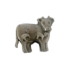 Vintage Torino Cow Pewter Trinket Box Set Earrings Brooch Necklace Pin Jewelry