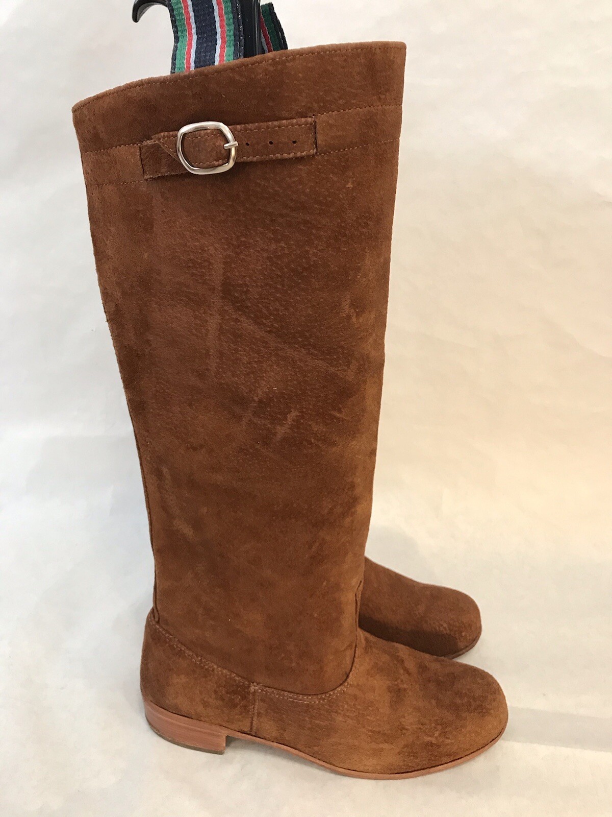 WOMEN'S BROWN SUEDE PULL ON BUCKLE CHELSEA KNEE HIGH BOOTS UK SIZE 7 EU 40 BT082 eBay