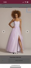 Prom Dress| Davids Bridal Purple Embroidered Lace Tulle A-line