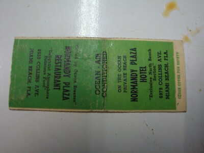 Normandy Plaza Hotel & Restaurant. Miami Beach, FL. 1930's-40's matchbook