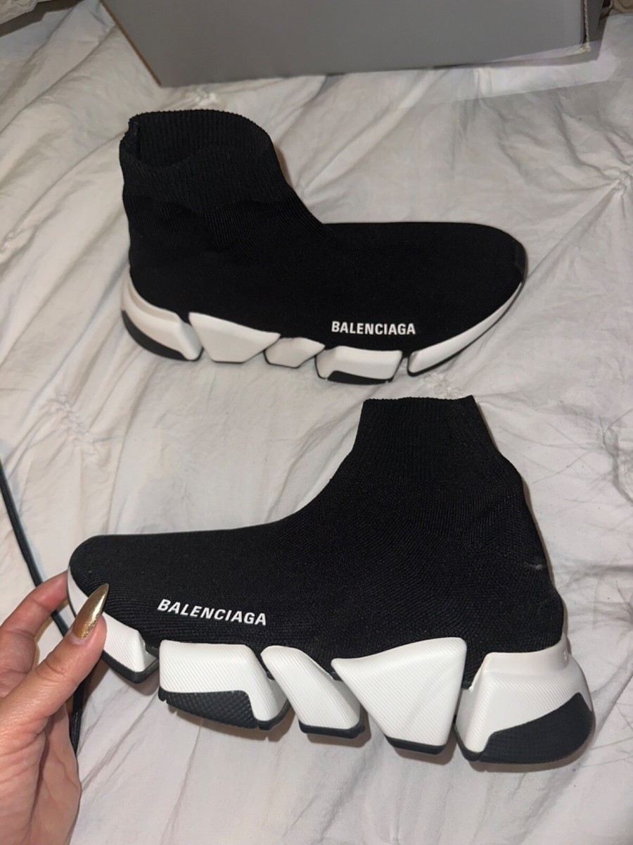 Size 5 - Balenciaga Speed Sneaker Black White W | eBay