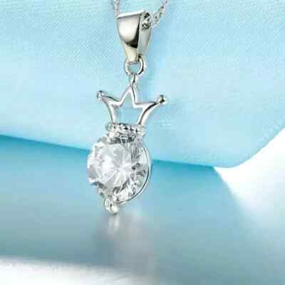 14K White Gold Plated Round Cut 2Ct Lab Created Diamond Women's Beauty Pendant