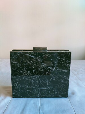 New Black faux Marble clutch bag ZARA Borsa Clutch Pochette NUOVA