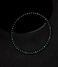 BLACK LUMINOUS BRASS METAL CHAPTER RING MIN TRACK FOR SEIKO SKX007 DIVER WATCH