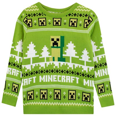 Minecraft Weihnachtspullover Kinder Jungen 5 6 7 8 9 10 11 12 13 Jahre Pullover grün weiß