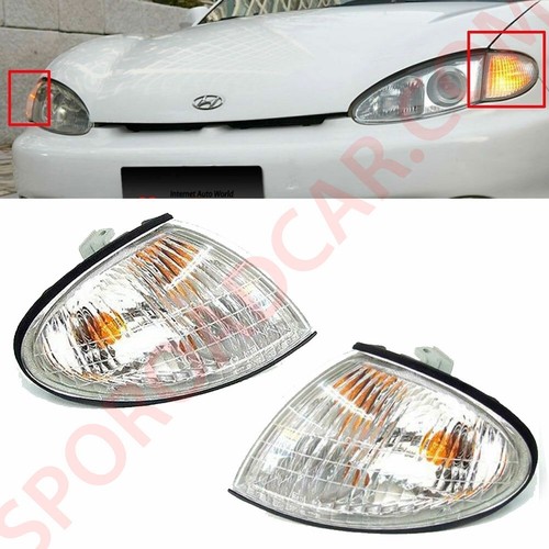 Front Turn Signal Lights Lamp LH RH Set for Genuine Parts 1997-1999 Tiburon