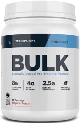 Transparent Labs Bulk Pre Workout 30 Servings Performance Enhancer