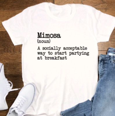 Mimosa, Partying at Breakfast, Unisex, White Short Sleeve T-shirt