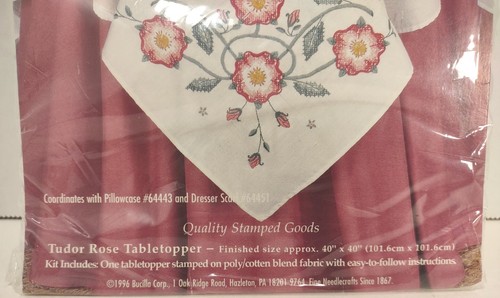 Bucilla Special Edition Tudor Rose Tabletopper Table Cloth Stamped Embroidery - Picture 4 of 8