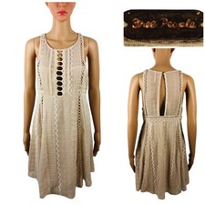 Free People Womens 10 Wherever You Go Sleeveless Mini Dress OB534347 Tan EUC