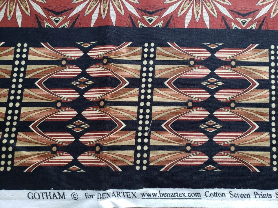 Benartex Fabric Gotham 2552 Brown Black Border  1.5 Yd X 43" Cotton - Image 2 of 4
