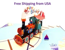 3D Pop Up Greeting Card Handmade Train Birthday Christmas Holidays Anniversary