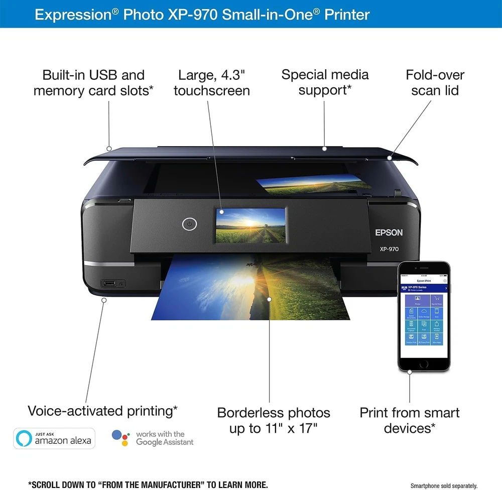 Epson Expression Photo XP-970 Wireless Color Photo Printer with Scanner and Copi
