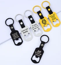 Beer Bottle Opener Keychain Personalize Metal Key Chains Gift for Dad