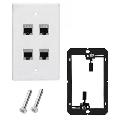 4 Ports Ethernet Wall Plate With Bracket, 10Gbps 600MHZ, Cat7 RJ45 Female to ...