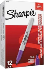 Sharpie 30008 Permanent Marker, Purple, Fine Tip, Capped, 12 Pk - FREE SHIPPING