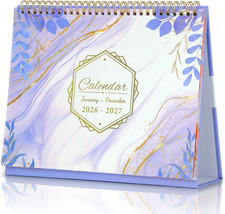 Desk Calendar 2026-2027 Full 2-Years Small Monthly Desktop Standing up Flip Ca