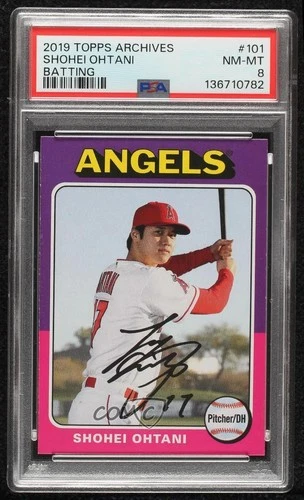 2019 Topps Archives 1975 Design Shohei Ohtani (Batting) #101 PSA 8