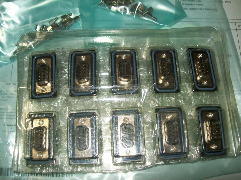 Ten SDB-09PMMP-SL8001 9-pin male D-sub connectors with solder terminals