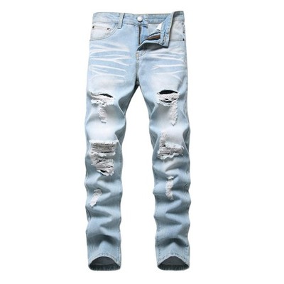 Liuhond Men's Ripped Distressed Destroyed Straight Fit Washed Denim Jeans