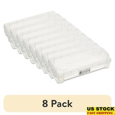 8 Pack Slim Plastic Storage Box Clear Desk Organizer Office School Supplies New