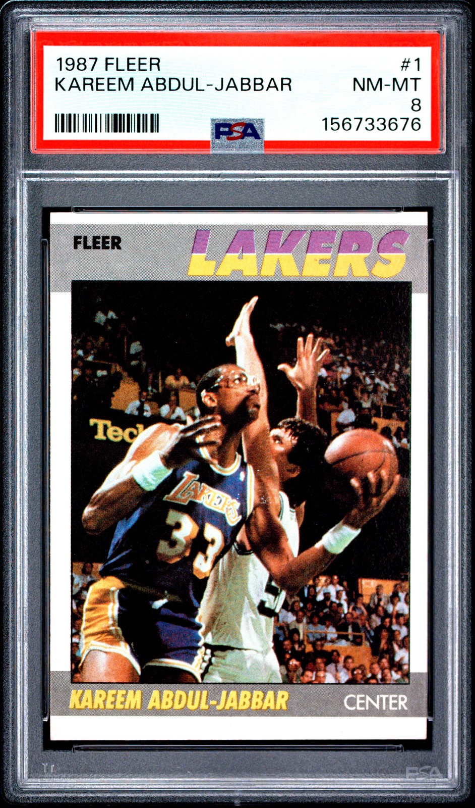 1987 FLEER #1 KAREEM ABDUL-JABBAR PSA 8