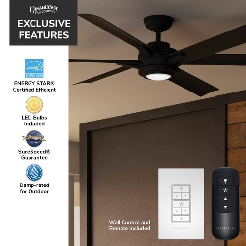 65" Casablanca Melia Matte Black LED Ceiling Fan - Picture 6 of 10