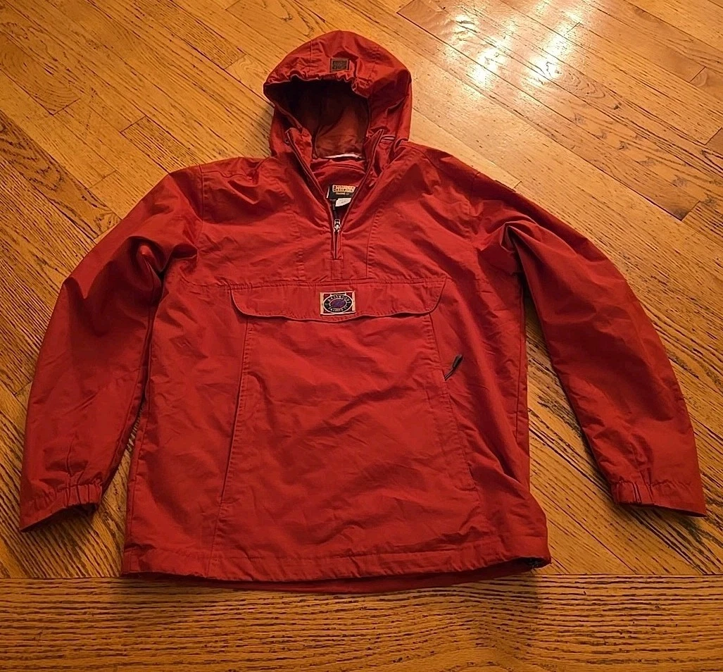 Pengals Basswood Trading Co. Ely MN End Of The Road Anorak Pullover Jacket S RED