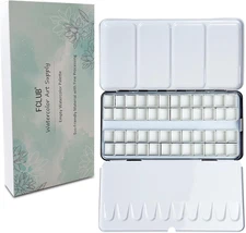 Empty Watercolor Palette Paint Case - Large Watercolor Metal Tin with 48Pcs Half
