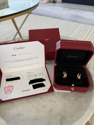 Cartier Trinity Earrings Classic Model 18K Tri-Color White, Rose, Yellow Gold