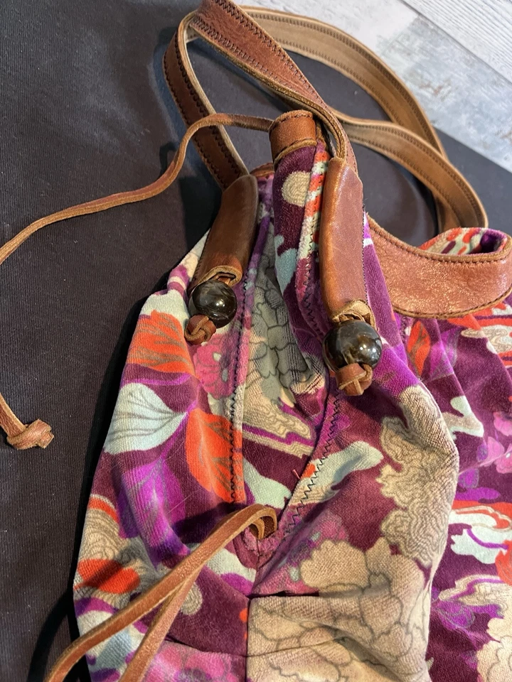 Lucky Brand Velvet And Italian Leather Floral Shoulder Bag - Image 4 of 4