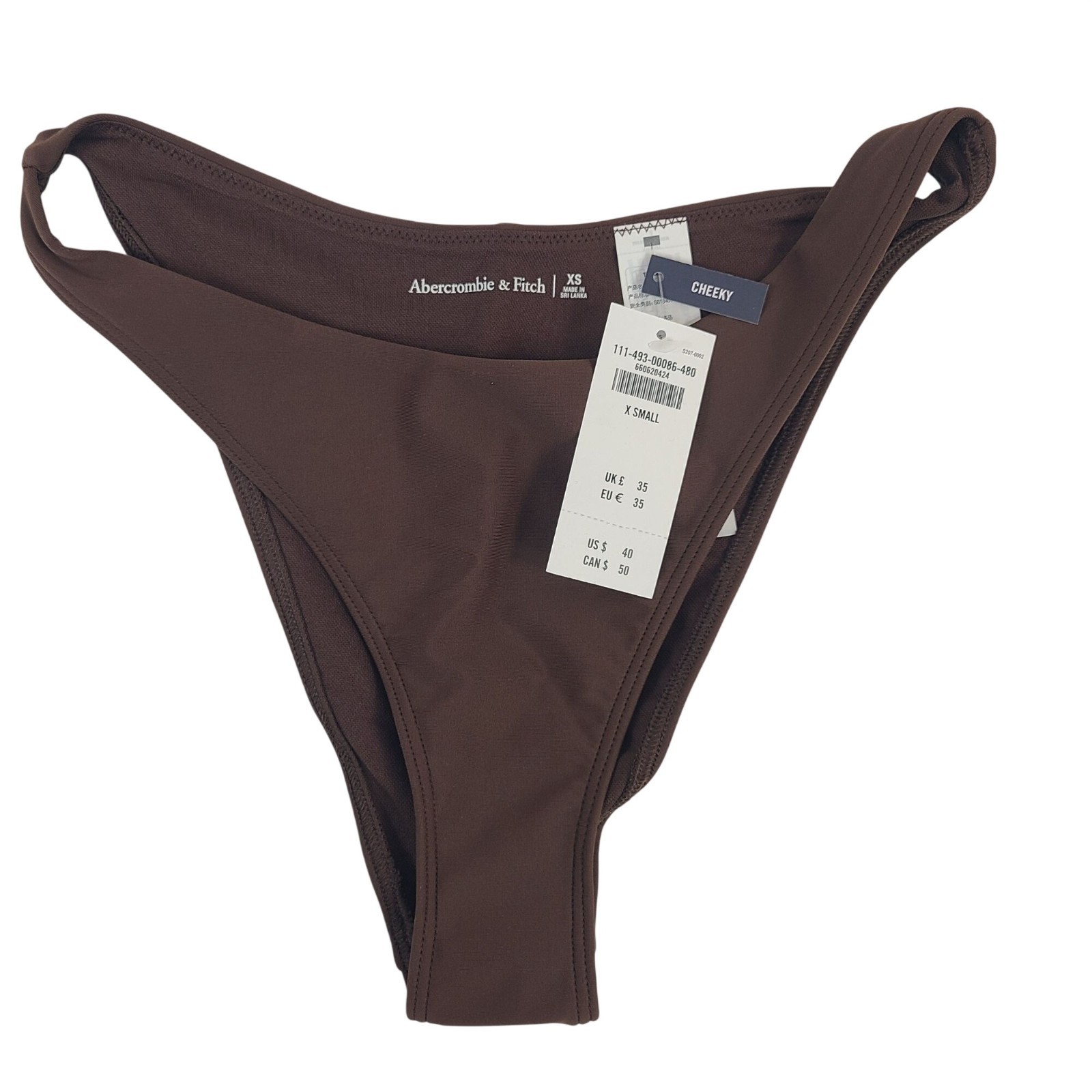 NEW Abercrombie & Fitch Brown Cheeky Bikini Bottoms Sz XS Swimwear