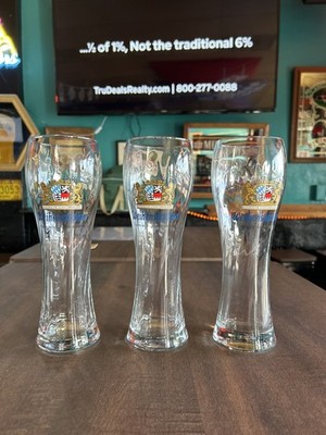 Set of 3 Weihenstephan Hefeweizen Beer Glasses   German Wheat Beer Pint Glasses
