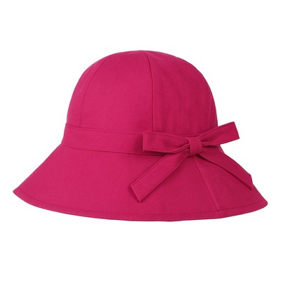 i-Smalls Women's Wide Brim Sun Hat - Fuchsia Pink Summer Hat with Bow, Foldable