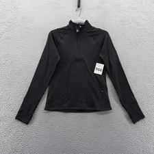 DSG Womens XS Black Fleece Grid 1/4 Zip Top Long Sleeve Moisture Wicking NEW