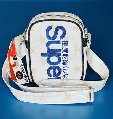 Super dry  White Vegan Leather Crossbody Festival Bag NWT