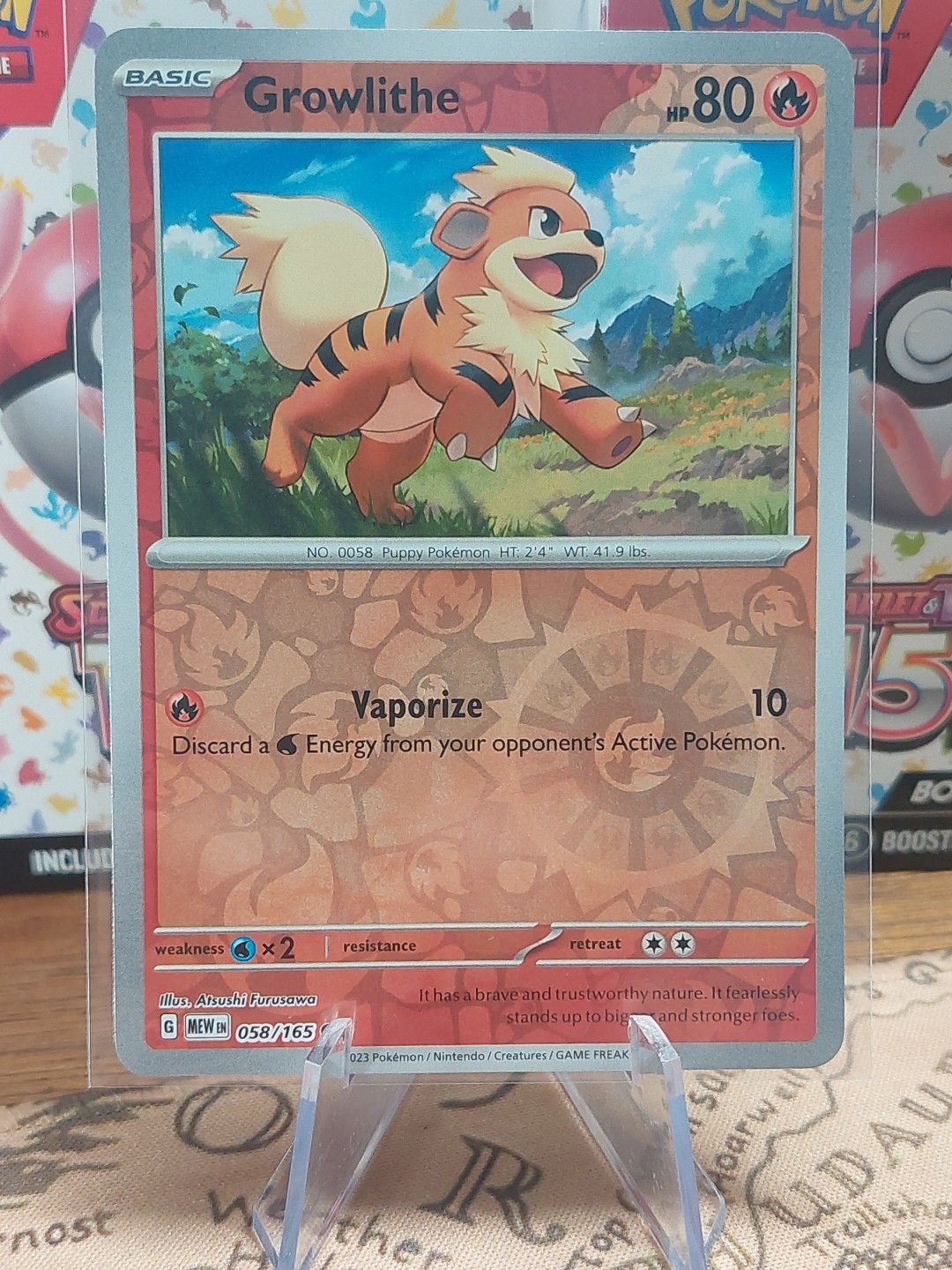 Pokemon Near Mint 151 Reverse Holo Growlithe 058/165
