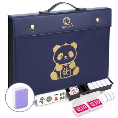 Chinese 1.55''(40MM) Large Purple Mahjong Set with Blue Vinyl Case -152 Melami...