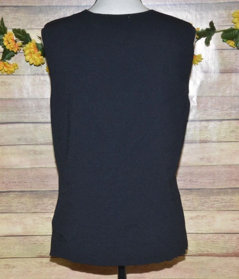 Hannah Black Sleeveless Top Tank Size L Ribbed Career Casual Closet Staple Foto 4 de 4