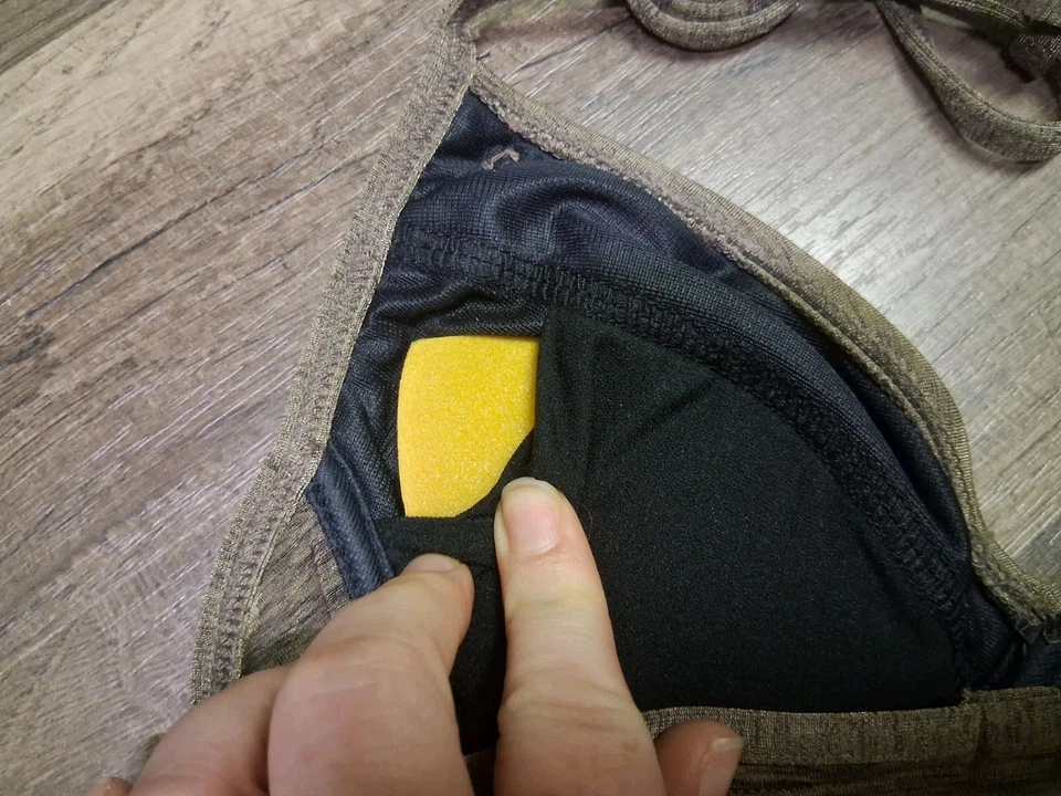 XOXO Swim Brown Heathered Bikini Small Womens Bathing Suit High Waist Cut Sexy - Image 4 of 4