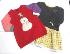 2 INFANT GIRLS BABY GAP RED BOUTIQUE COLLECTION GRAY YELLOW DRESS KNIT 6-12 12M