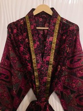 Abito lungo kimono in pura seta nero e rosa abito ragazza donna kimono in...